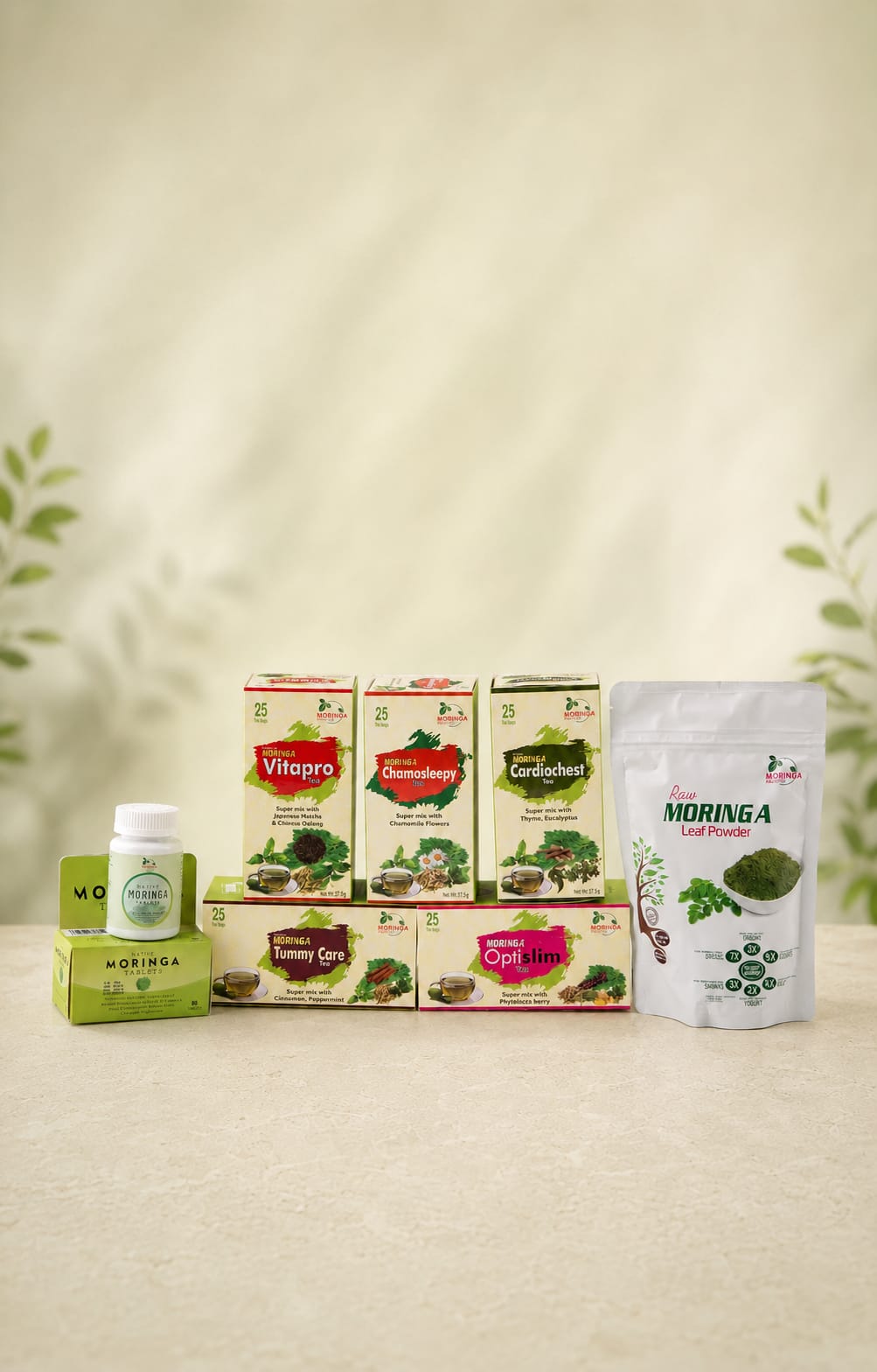 Complete Moringa Wellness Bundle – Herbal Teas, Leaf Powder & Capsules Combo Pack