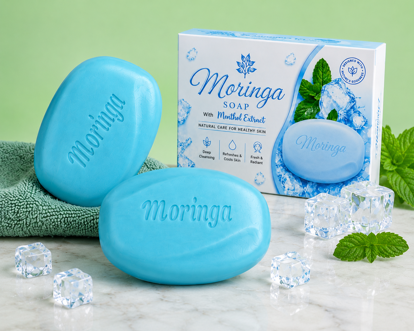 Moringa Soap with Menthol Extract – Refreshing & Deep Cleansing Soap