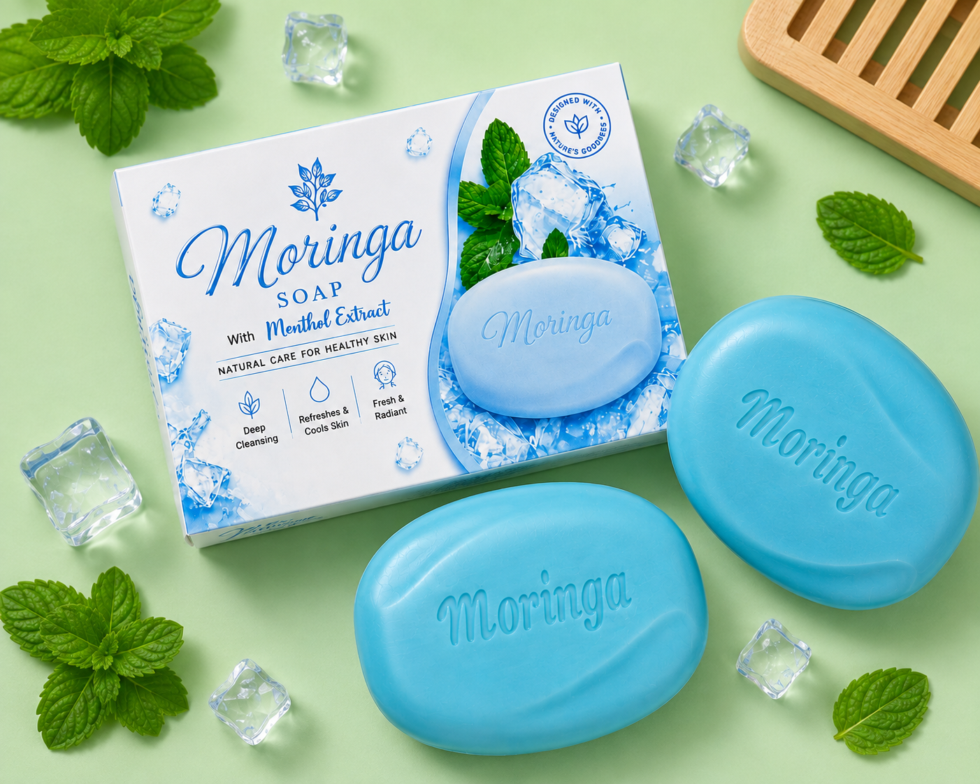 Moringa Soap with Menthol Extract – Refreshing & Deep Cleansing Soap