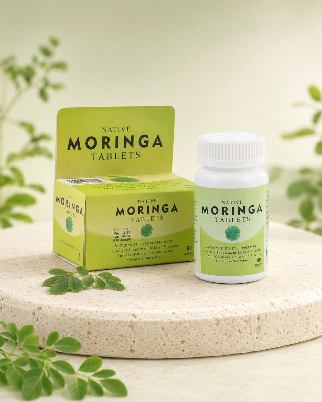 Moringa Tablets – Natural Supplement (60 Tablets) | 1g & 500mg Options