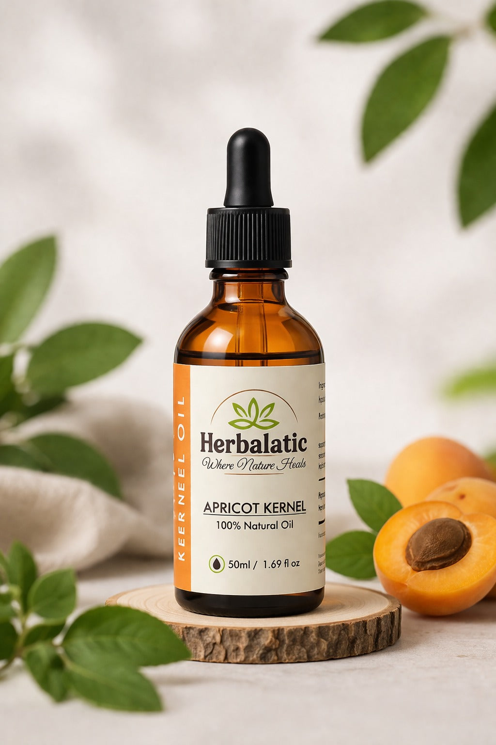 Herbalatic Apricot Kernel Oil – 100% Natural Skin & Hair Nourishing Oil (50ml)