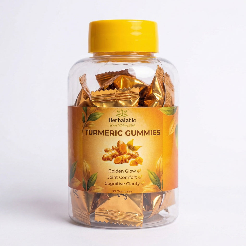 Herbalatic Turmeric Gummies – Skin Glow, Joint Support & Brain Health (30 Gummies)