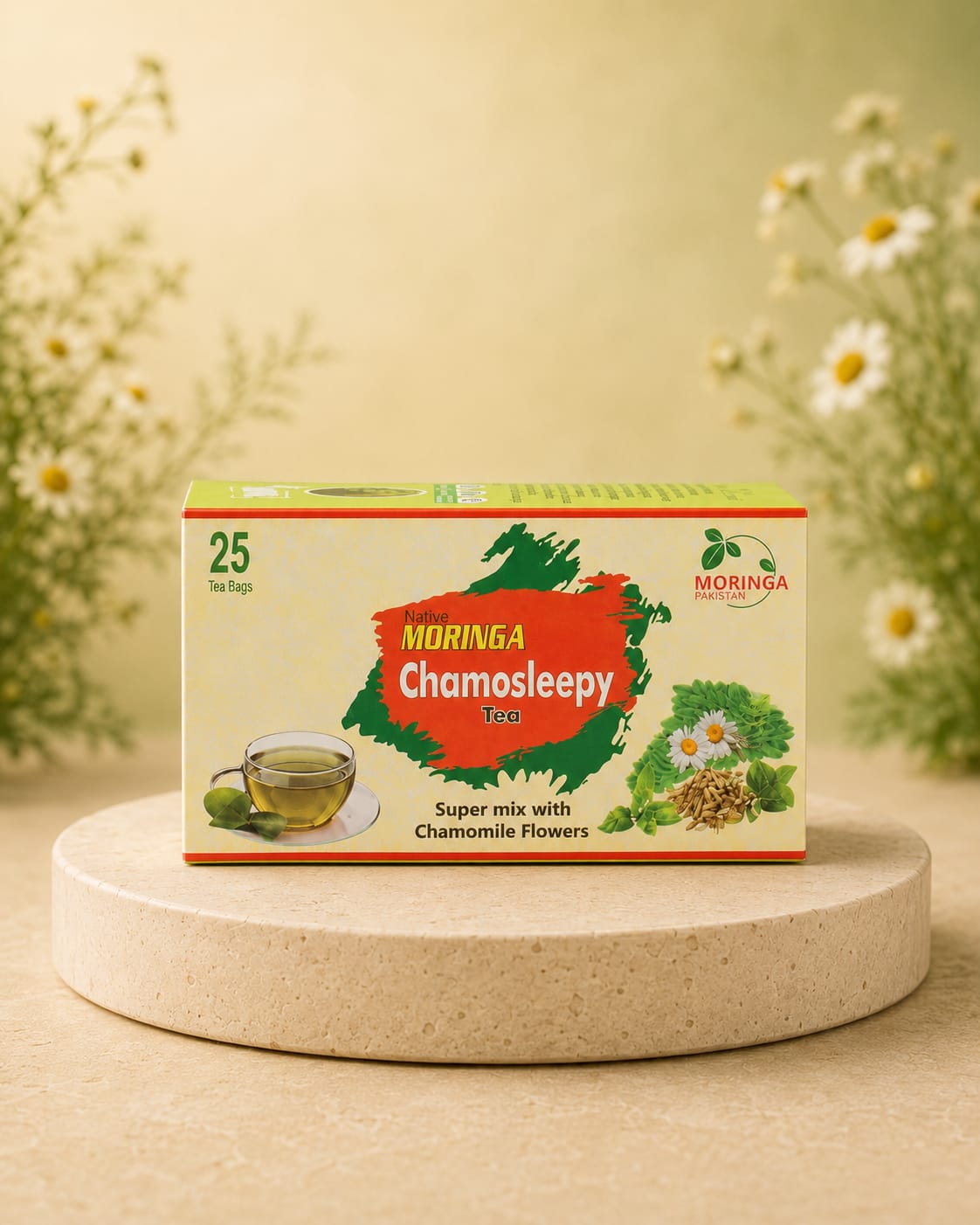 Moringa Chamosleepy Tea – Super Mix with Chamomile Flowers (25 Tea Bags)